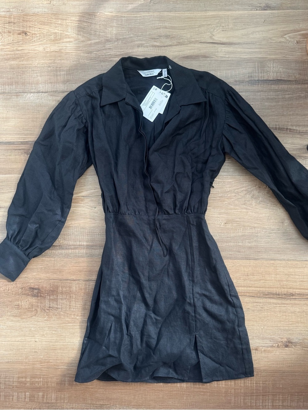 & Other Stories linen mini shirt dress black NWT Size 0 - Picture 3 of 7